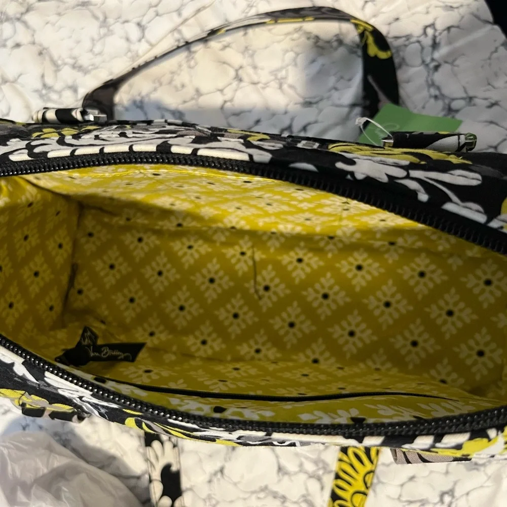 Vera Bradley Black, Yellow and White Floral Quilted Tote NWT